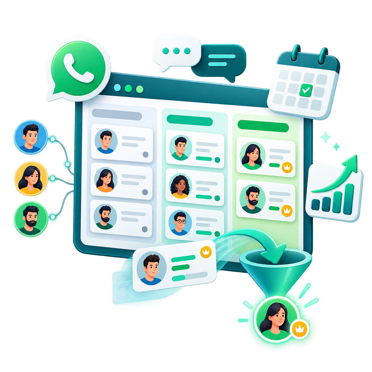 Ilustração de gestão e automação de leads