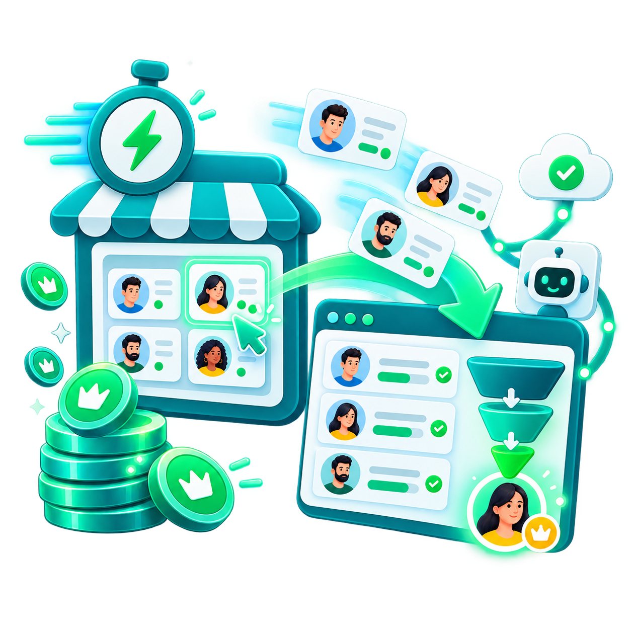 Ilustração de compra de leads em tempo real dentro da plataforma
